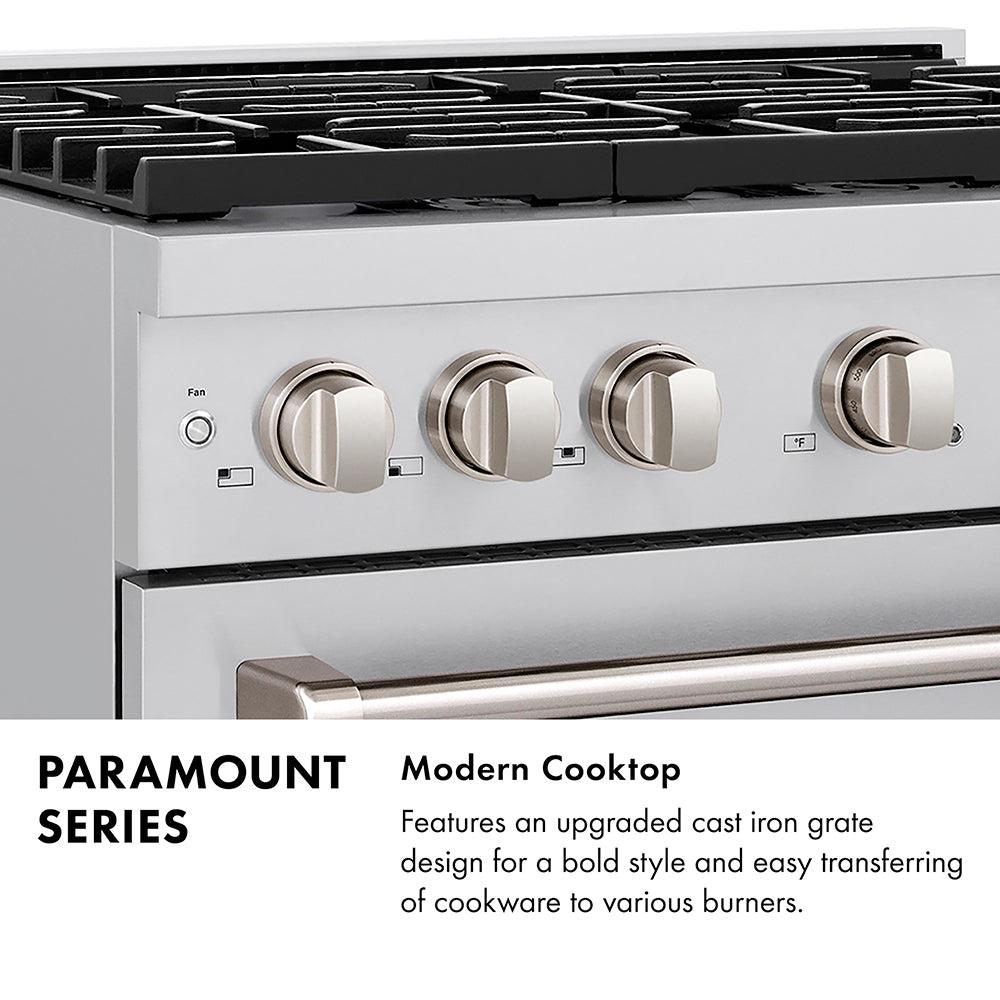 ZLINE Autograph Edition 48 in. 6.7 cu. ft. Paramount Double Oven Dual Fuel Range with 8 Burner Gas Cooktop in Stainless Steel and Champagne Bronze Helix Handles and Knob Accents (SDRZ-48-KCB)