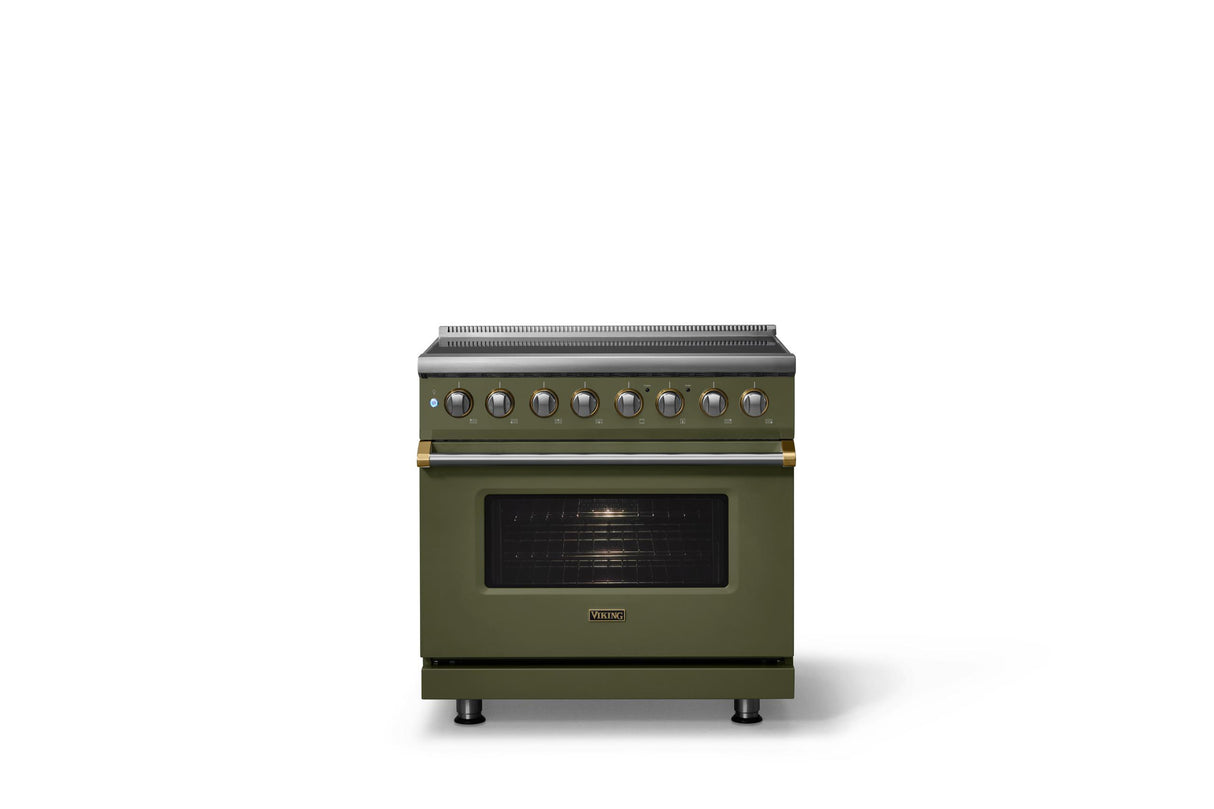 36"W. Induction Range (Finish: Martini, Trim: Brushed Brass)