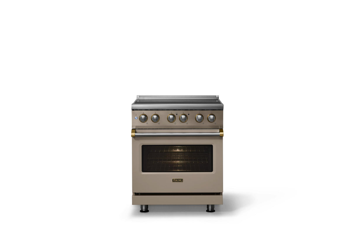 30"W. Induction Range (Finish: Nantucket, Trim: Brushed Brass)
