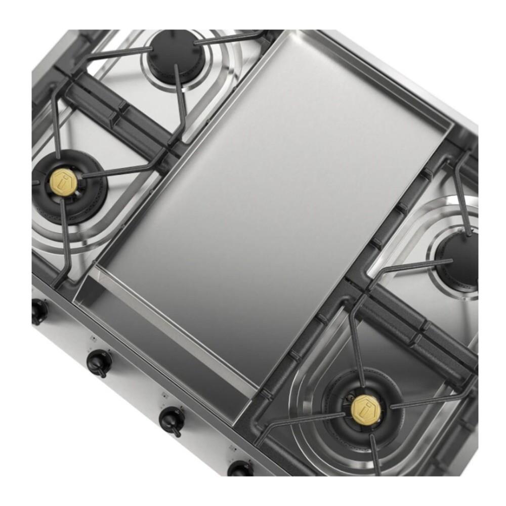 ILVE UHCP965FNSSB Nostalgie II 36 inch Built-In Gas Cooktop with Griddle, in Stainless Steel (Natural Gas, Burnished)
