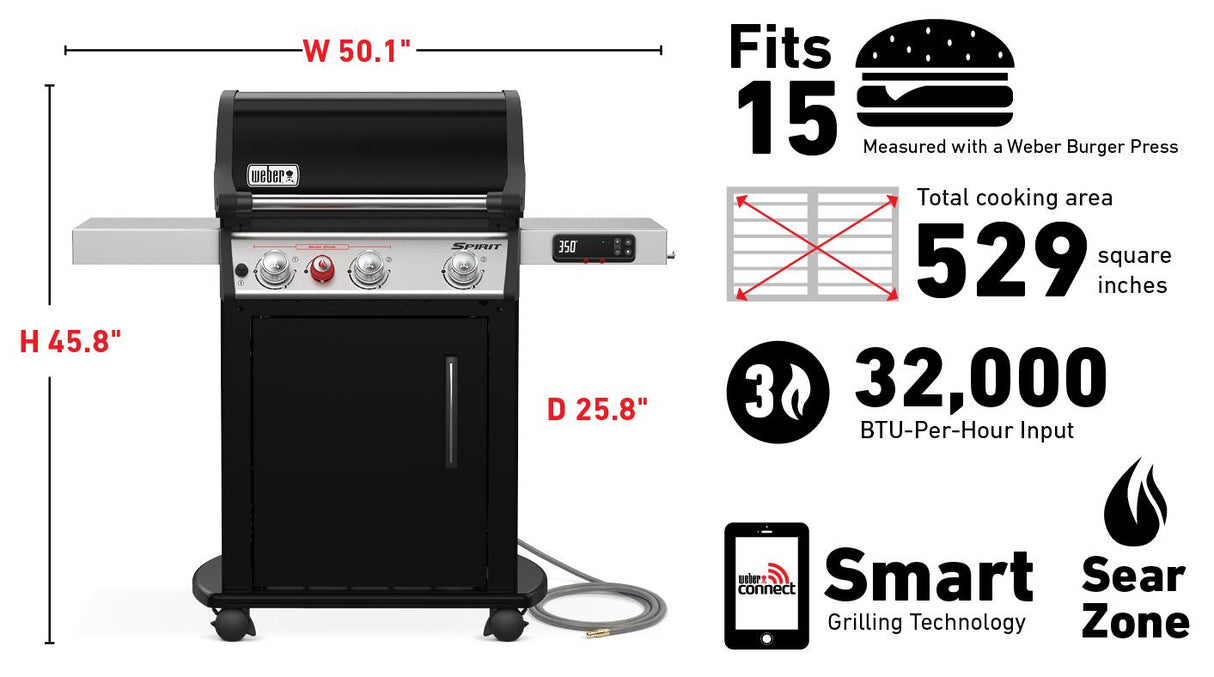 Spirit EX-325s Smart Grill (Natural Gas) - Black