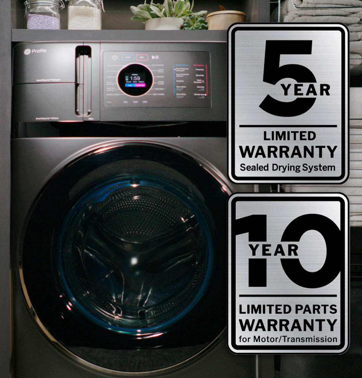 GE Profile ENERGY STAR 4.8 cu. ft. Capacity UltraFast Combo with Ventless Inverter Heat Pump Technology Washer/Dryer