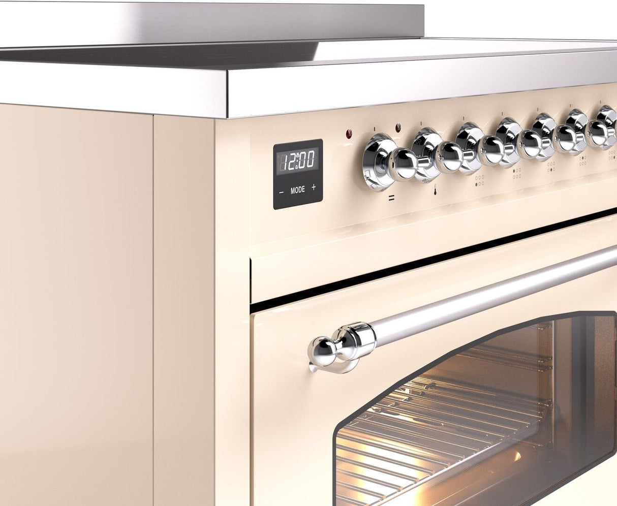 Nostalgie II 48 Inch Electric Freestanding Range in Antique White with Chrome Trim