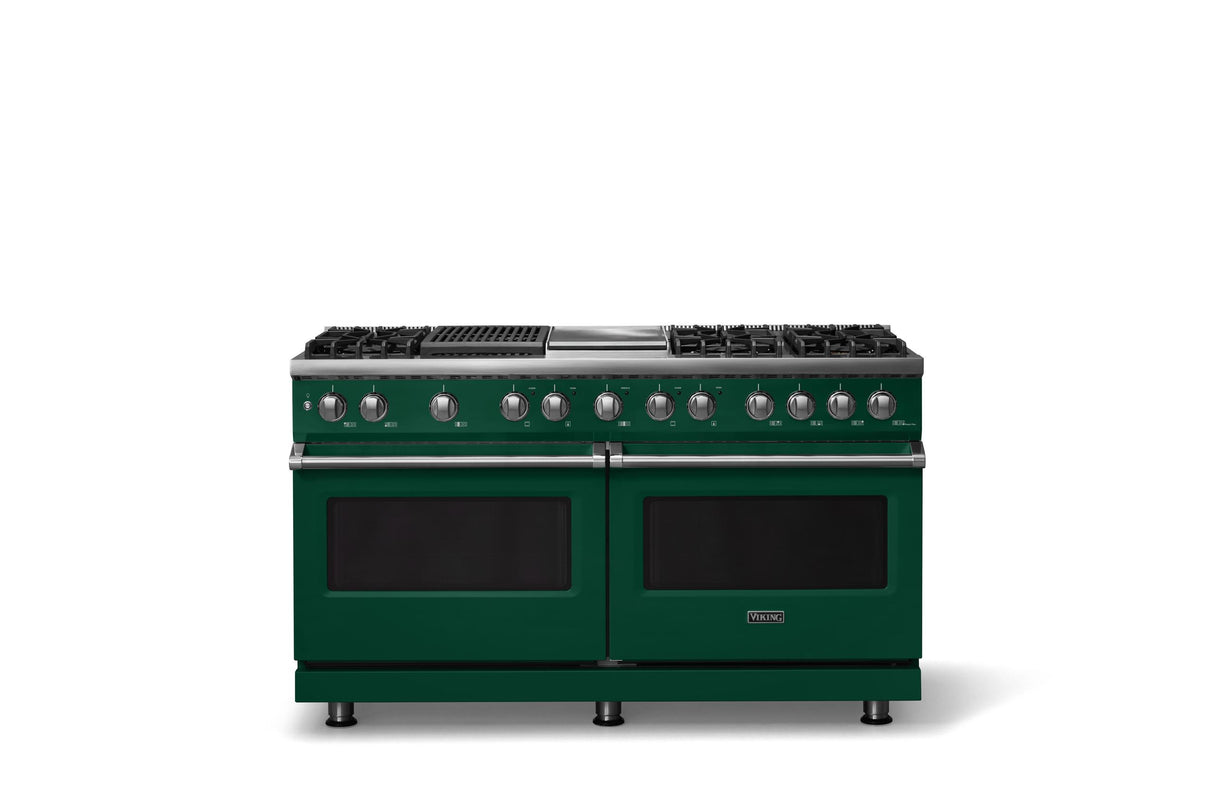 60"W.Dual Fuel Range (Finish: Ivy, Trim: Polished Chrome, Fuel: Natural Gas)