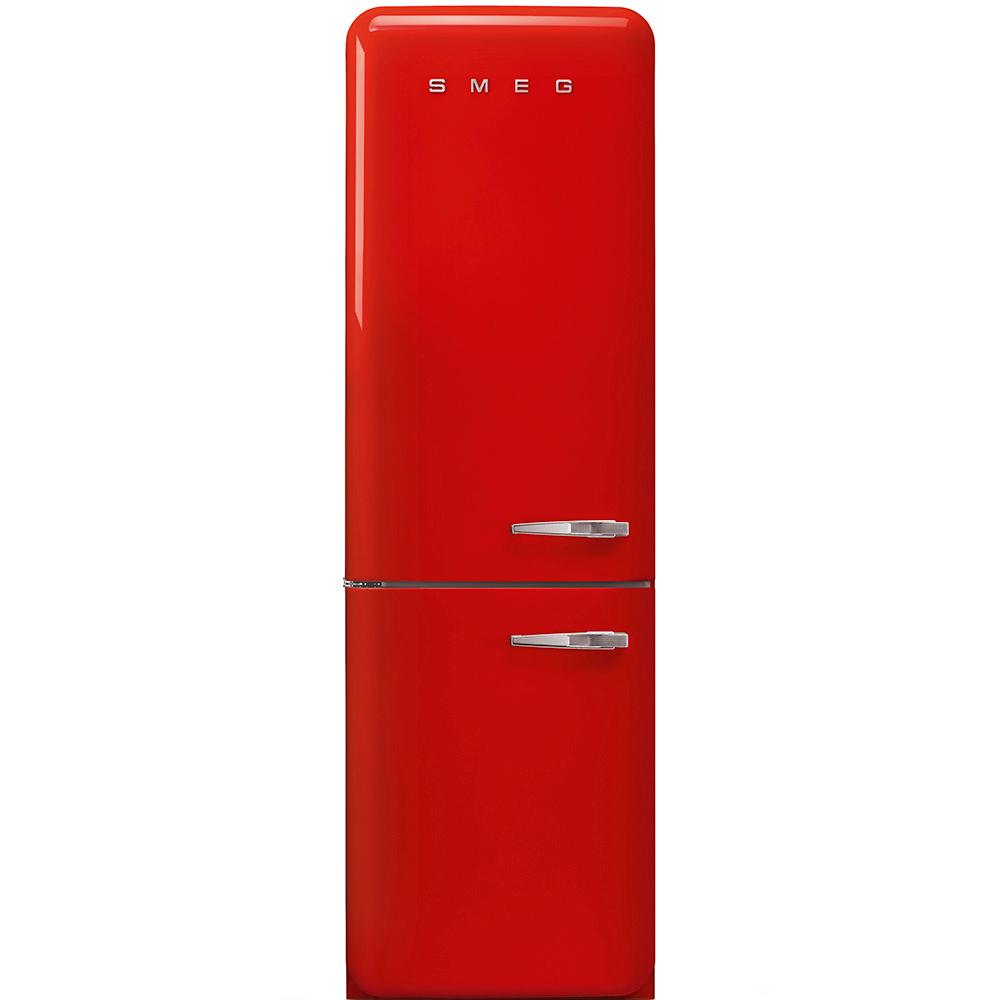 Approx 24" 50'S Style refrigerator with automatic freezer, Red, Left hand hinge