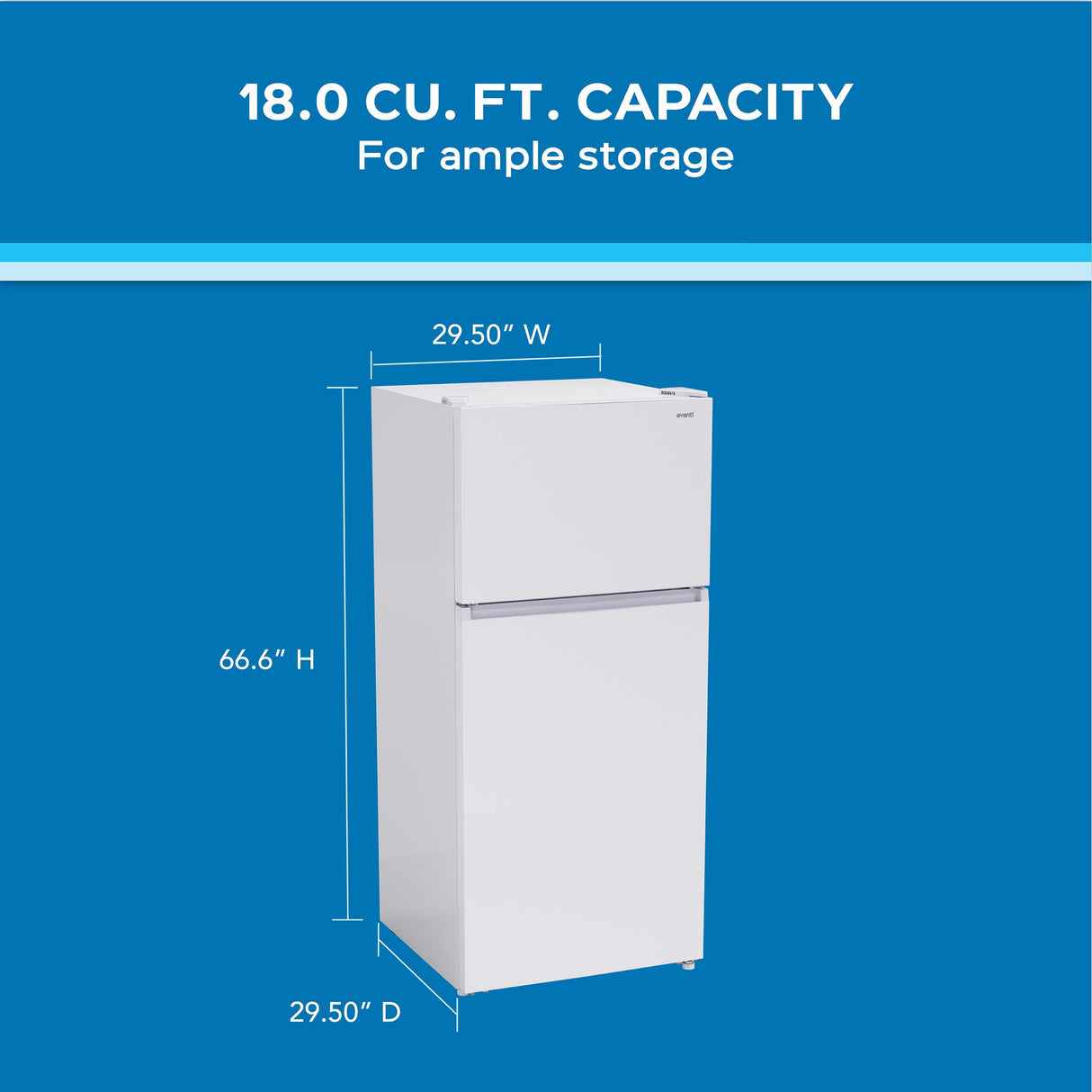 Avanti Frost-Free Apartment Size Garage Ready Refrigerator, 18.0 cu. ft. Capacity, in White (AVFF18DLJ0W)