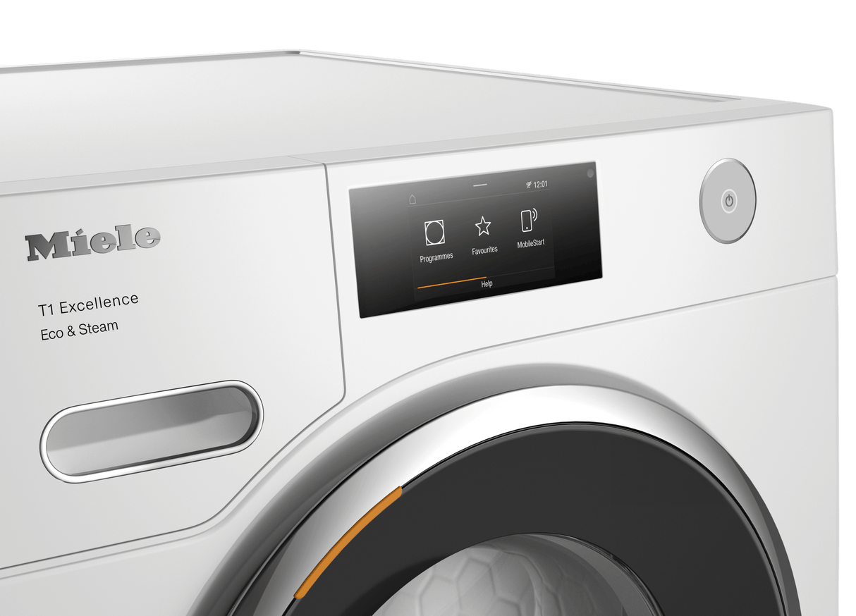 TXR960WP Eco&Steam - T1 Heat-Pump Dryer: 18 lb (8 kg) M Touch SteamCare Honeycomb drum FragranceDos Miele@home