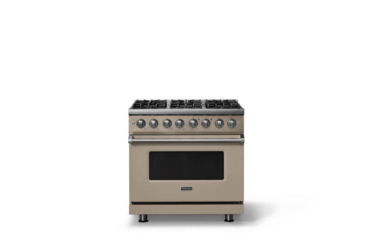 36"W. Dual Fuel Range (Burner: 6b, Finish: Nantucket, Trim: Polished Chrome, Fuel: Natural Gas)