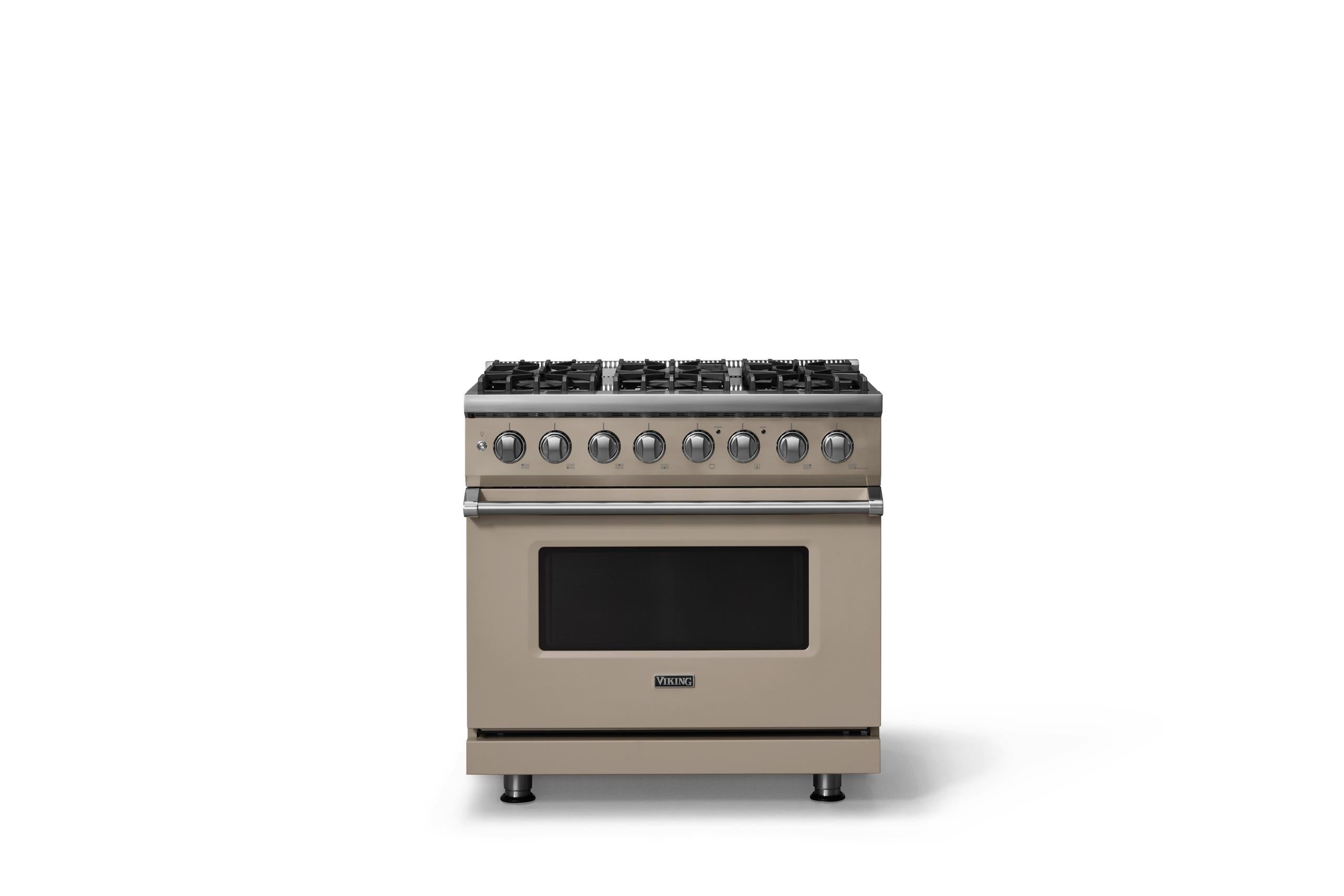 36"W. Dual Fuel Range (Burner: 6b, Finish: Nantucket, Trim: Polished Chrome, Fuel: Natural Gas)