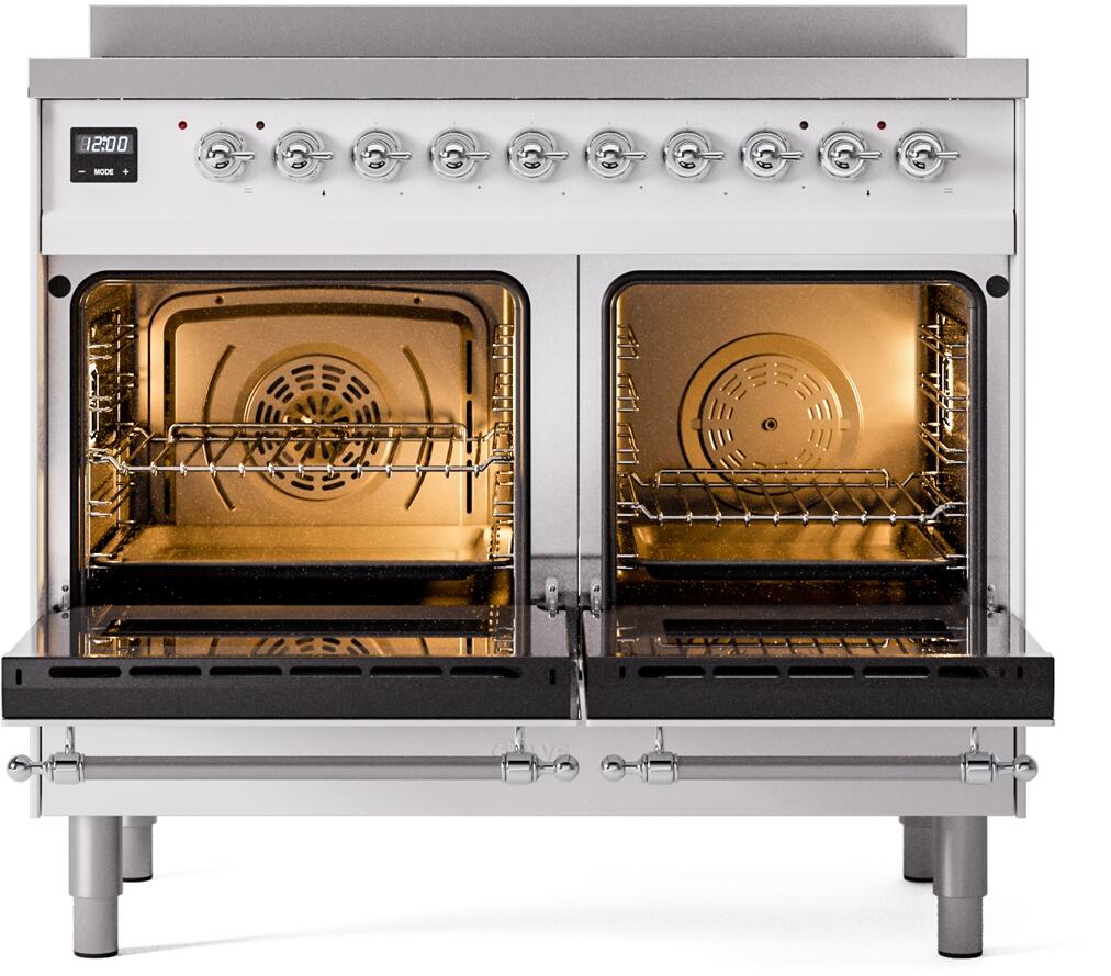Nostalgie II 40 Inch Electric Freestanding Range in White with Chrome Trim