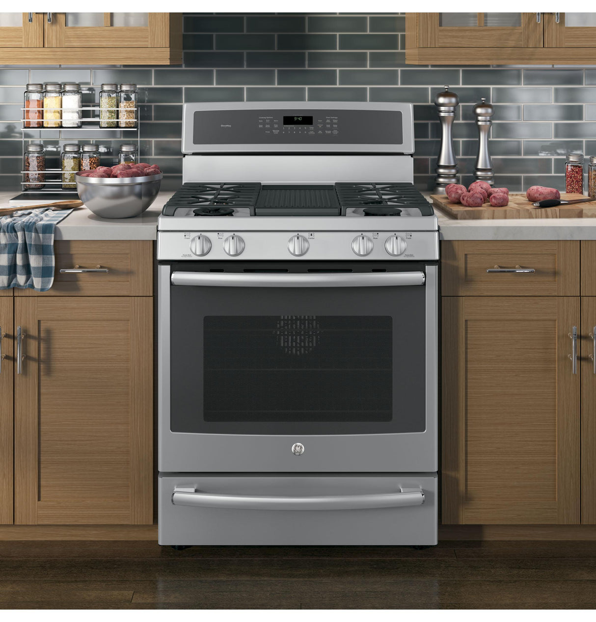 GE Profile™ Series 30" Free-Standing Gas Convection Range with Warming Drawer