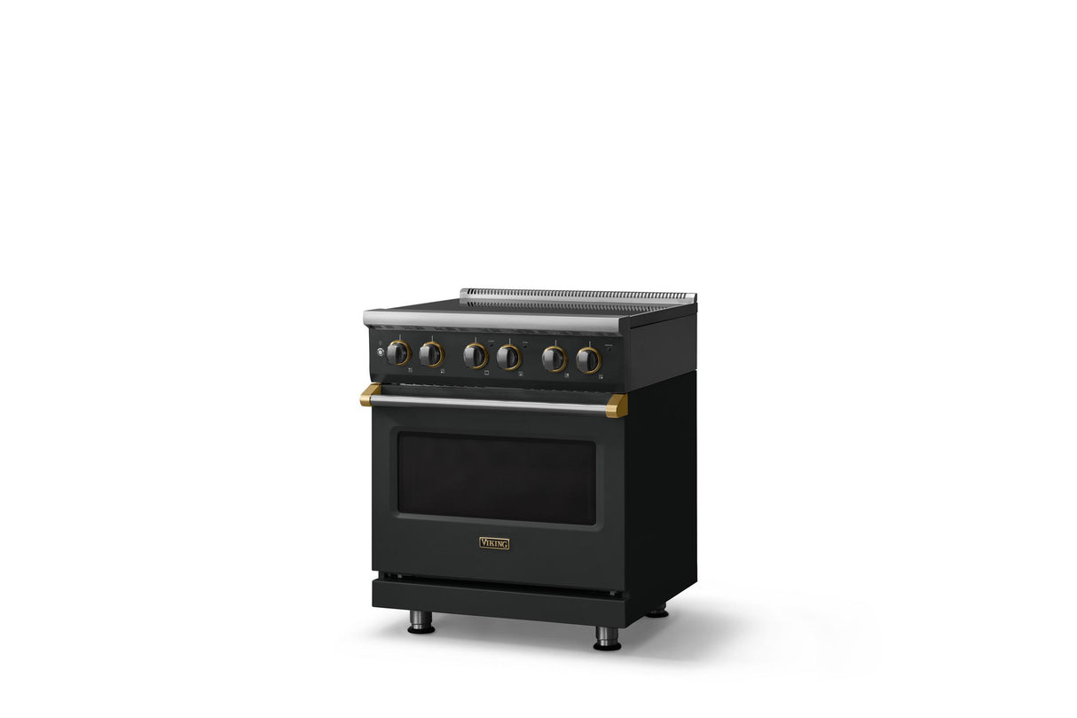 30"W. Electric Range (Finish: Antique Bronze, Trim: Brushed Brass)