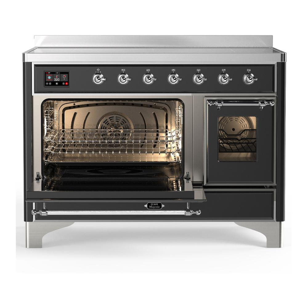 ILVE UMIB48NR3MGC Majestic III 48 inch Induction Range with 6 Elements, 5.02 cu. ft. Total Oven Capacity (Triple Glass Door, Graphite Matte, Chrome)