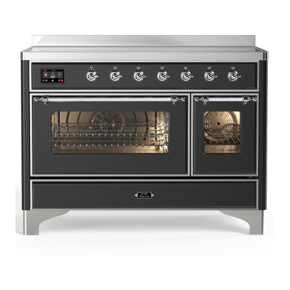 ILVE UMIB48NR3MGC Majestic III 48 inch Induction Range with 6 Elements, 5.02 cu. ft. Total Oven Capacity (Triple Glass Door, Graphite Matte, Chrome)