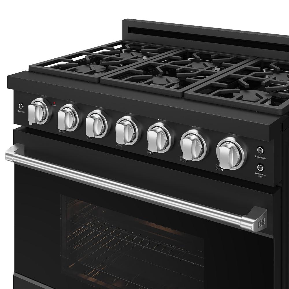 36 Inch Professional Gas Range With Precision Knob In Black and Stainless Steel Gordon Ramsay Series