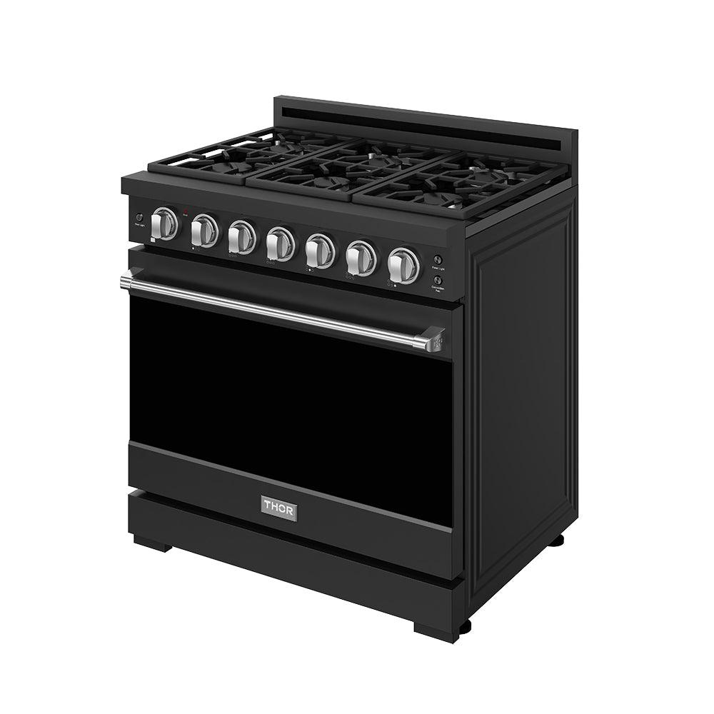 36 Inch Professional Gas Range With Precision Knob In Black and Stainless Steel Gordon Ramsay Series