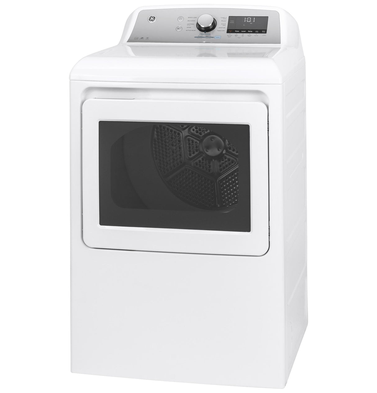 GE® ENERGY STAR® 7.4 cu. ft. Capacity Smart aluminized alloy drum Electric Dryer with Sanitize Cycle and Sensor Dry