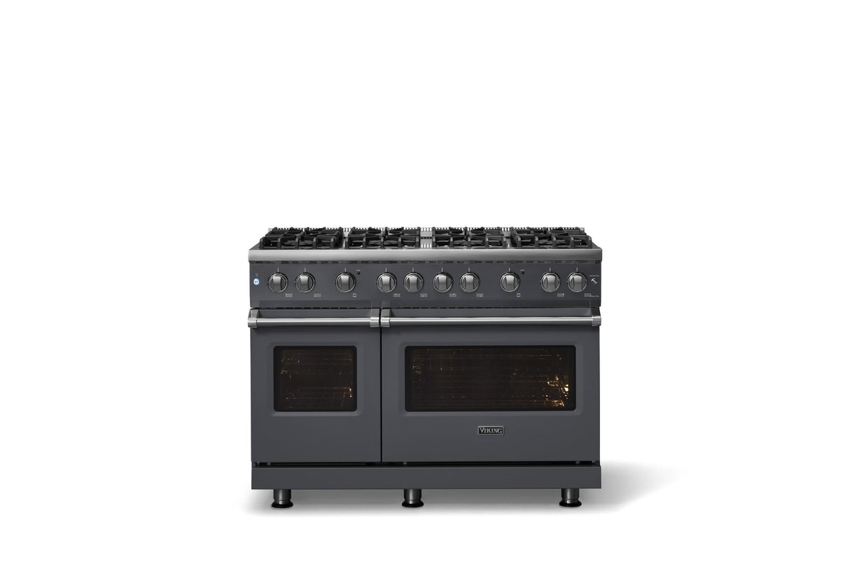 48"W. Sealed Burner Gas Range (Burner: 8b, Finish: Cast Black, Trim: Polished Chrome, Fuel: Natural Gas)