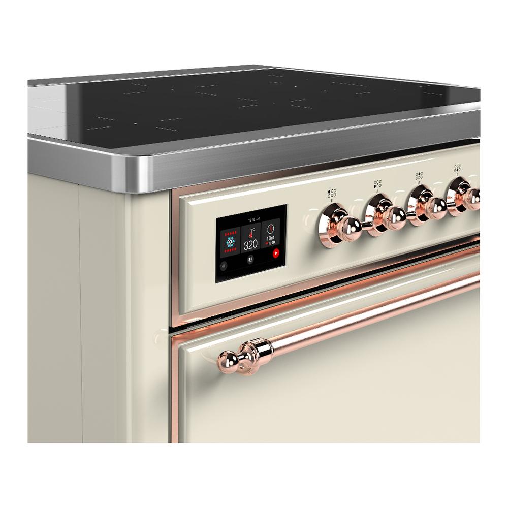 ILVE UMIB36QNR3AWP Majestic III 36 inch Induction Range with 6 Elements, 3.5 cu. ft. Total Oven Capacity (Solid Door, Antique White, Copper)