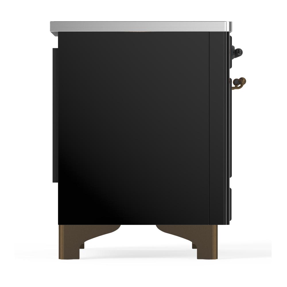 ILVE UMIB36NR3BKB Majestic III 36 inch Induction Range with 6 Elements, 3.5 cu. ft. Total Oven Capacity (Triple Glass Door, Glossy Black, Burnished)