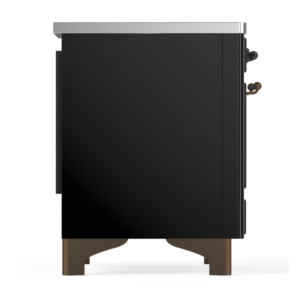 ILVE UMDIB40QNR3BKB Majestic III 40 inch Induction Range with 6 Elements, 3.82 cu. ft. Total Oven Capacity (Solid Door, Glossy Black, Burnished)