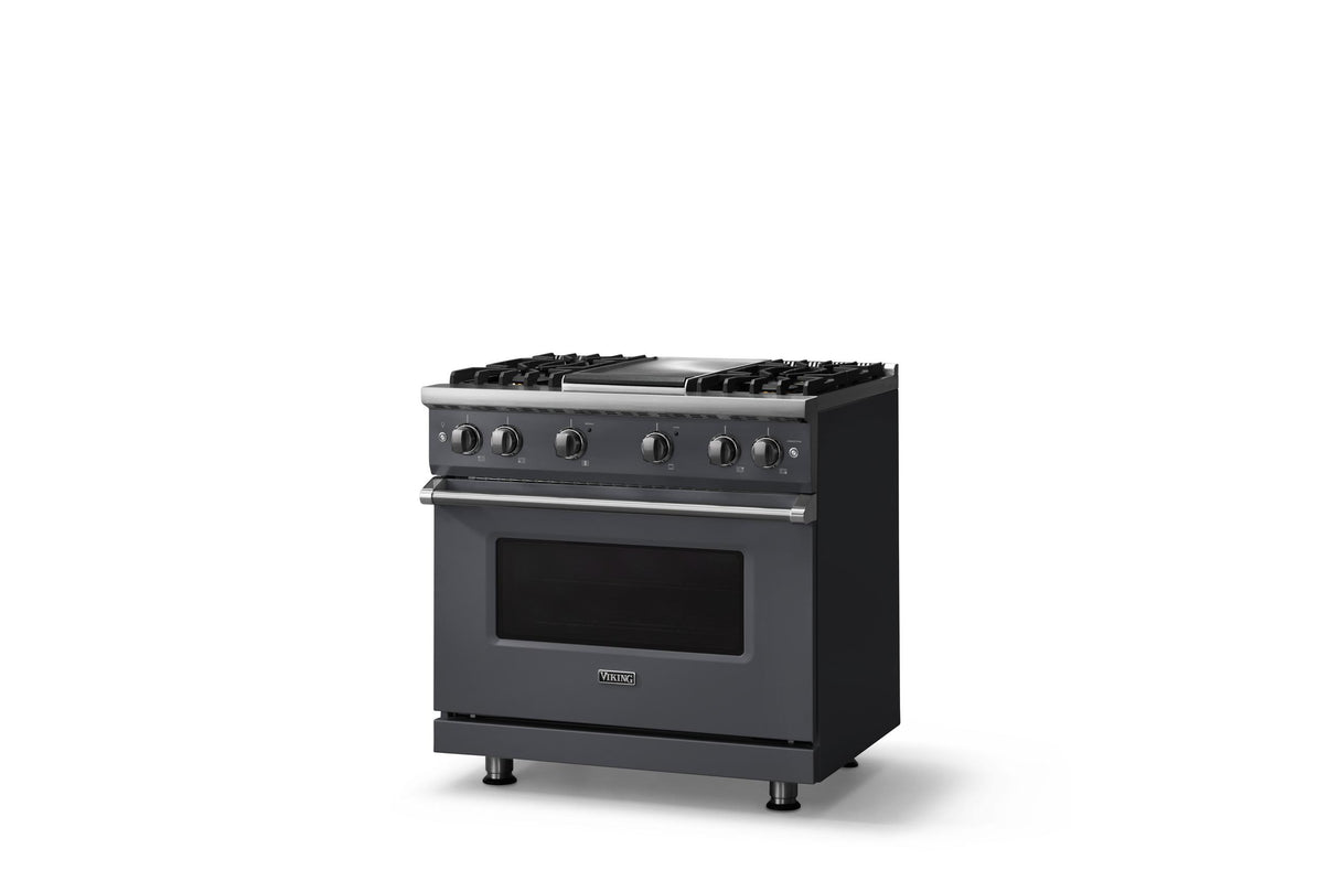 36"W. Sealed Burner Gas Range (Burner: 4g, Finish: Cast Black, Trim: Polished Chrome, Fuel: Natural Gas)