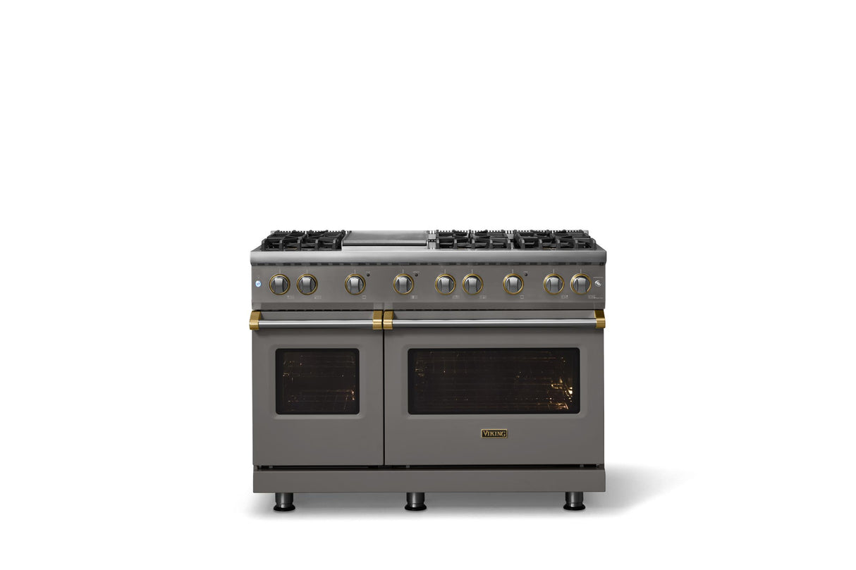 48"W. Sealed Burner Gas Range (Burner: 6g, Finish: Damascus Gray, Trim: Polished Chrome, Fuel: Propane)