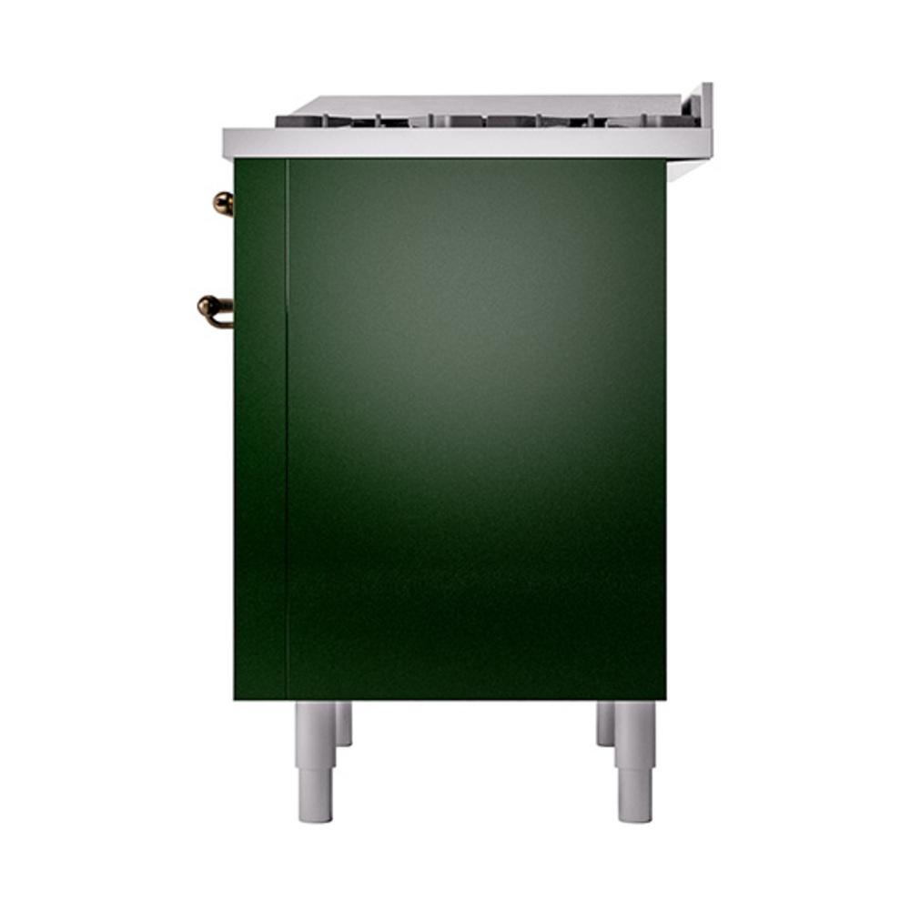 ILVE UN36FQNMPEGB Nostalgie II Noblesse 36 inch Dual Fuel Range (Natural Gas, Solid Door, Emerald Green, Burnished)