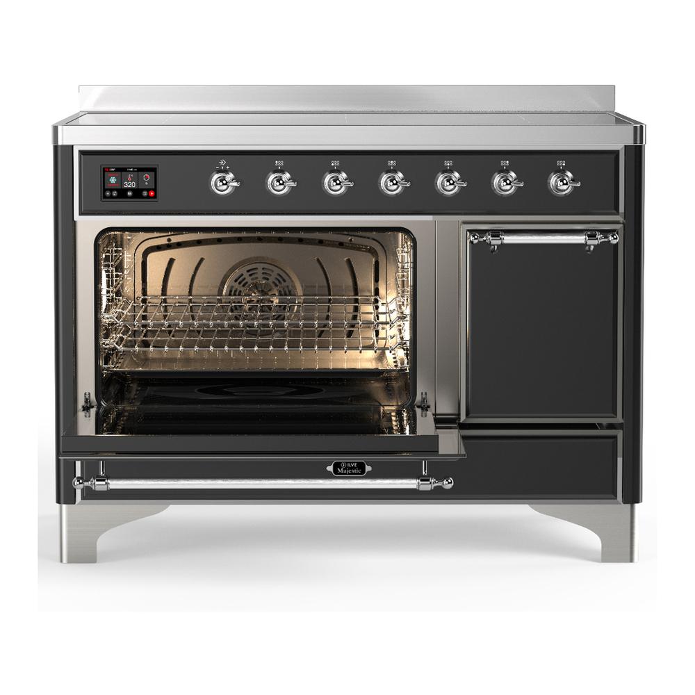 ILVE UMIB48QNR3MGC Majestic III 48 inch Induction Range with 6 Elements, 5.02 cu. ft. Total Oven Capacity (Solid Door, Graphite Matte, Chrome)
