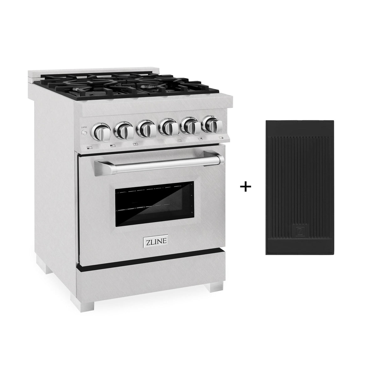 ZLINE 24 in. 2.8 cu. ft. Electric Oven and Gas Cooktop Dual Fuel Range with Griddle in Fingerprint Resistant Stainless (RAS-SN-GR-24)
