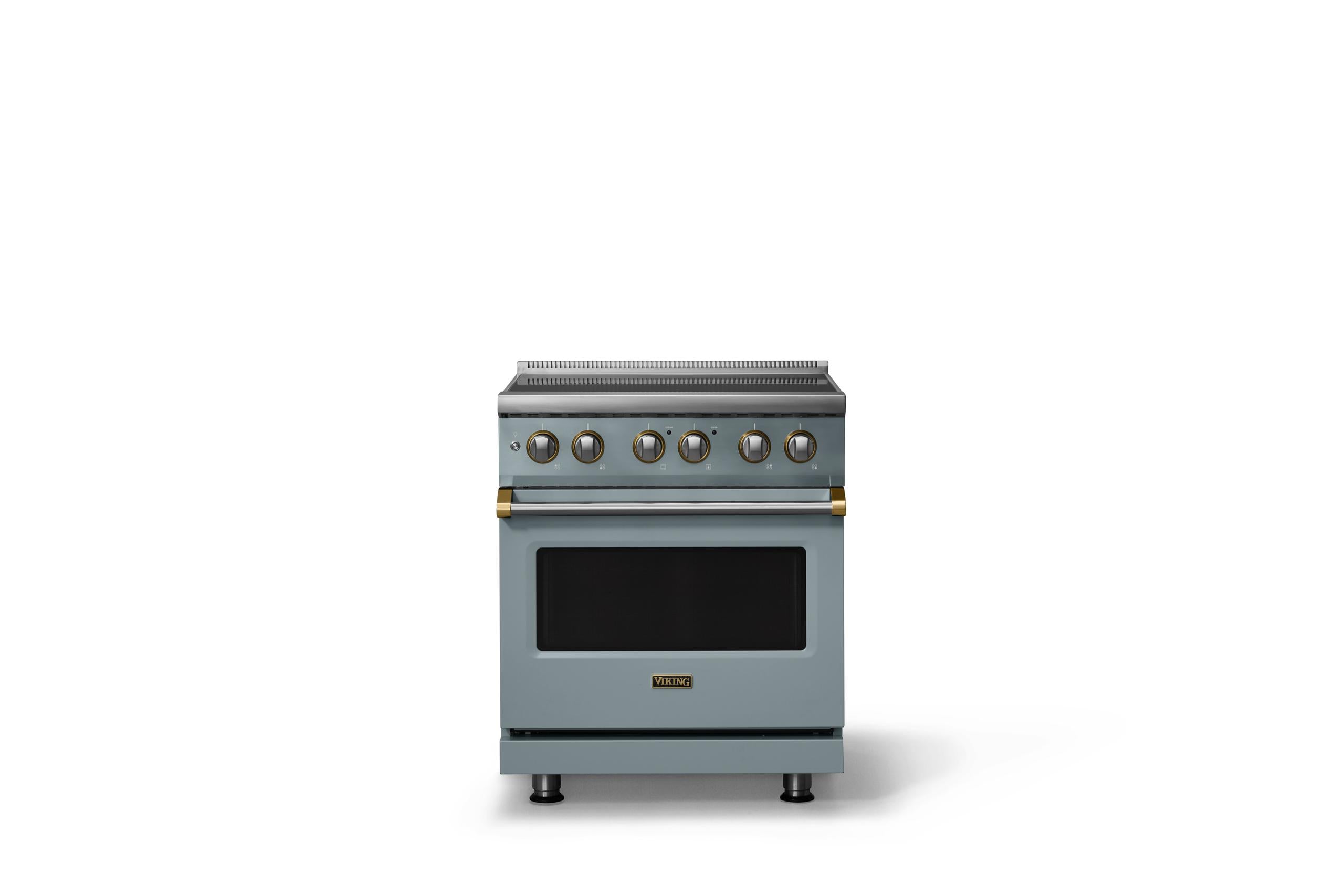 30"W. Induction Range (Finish: November Sky, Trim: Brushed Brass)
