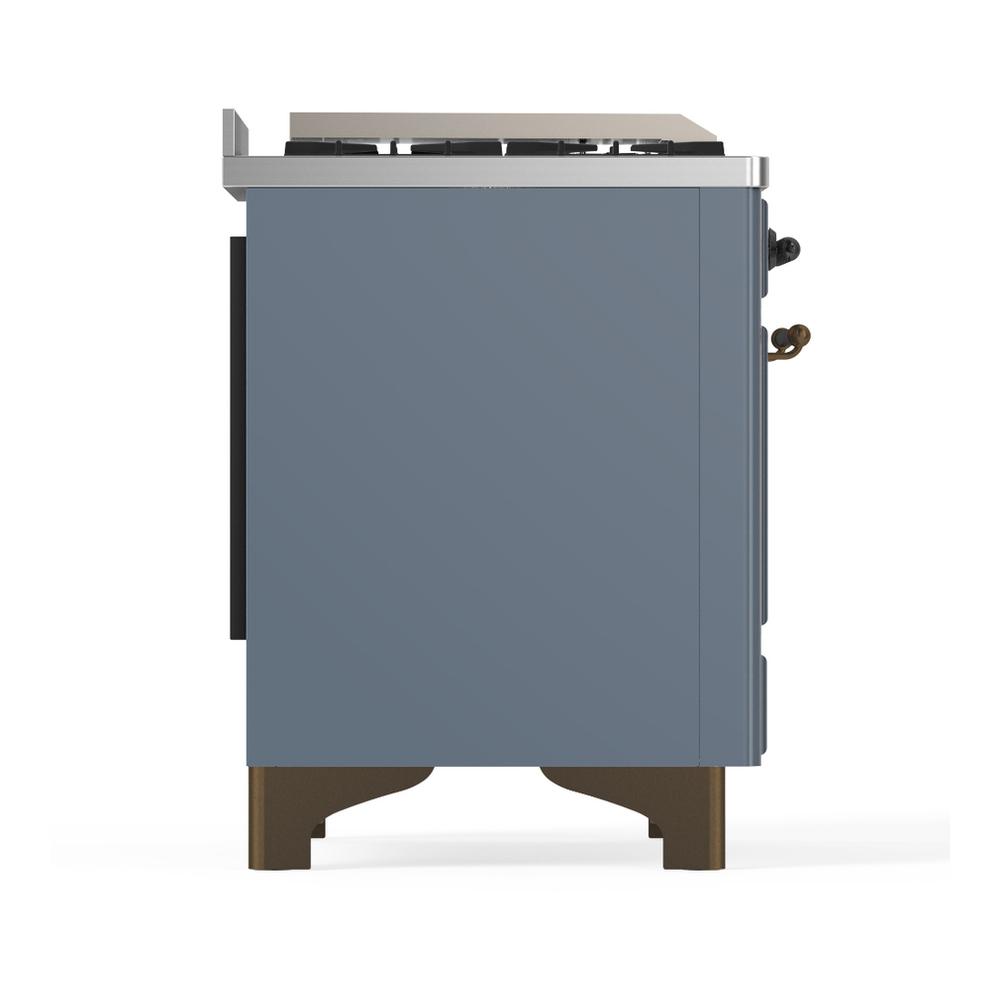 ILVE UMD40FQNR3BGB Majestic III 40 inch Dual Fuel Range with 6 Burners and Griddle, Dual Function Burner up to 25,000 BTU (Natural Gas, Solid Door, Blue Grey, Burnished)