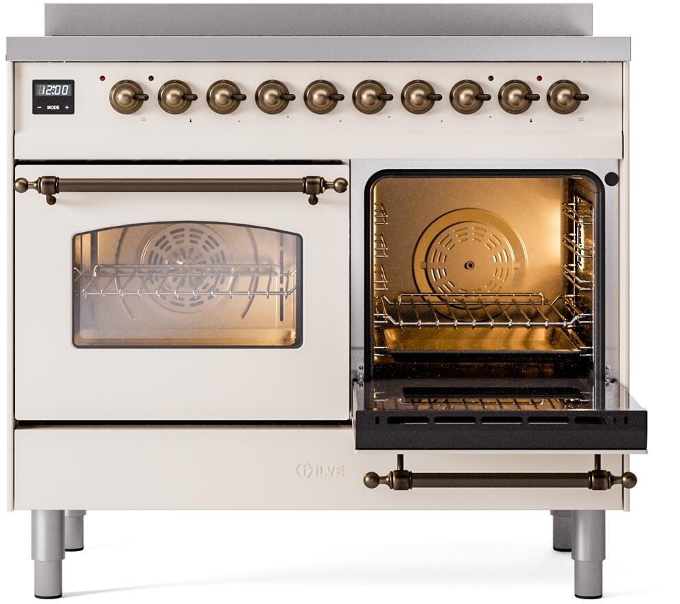 Nostalgie II 40 Inch Electric Freestanding Range in Antique White with Bronze Trim