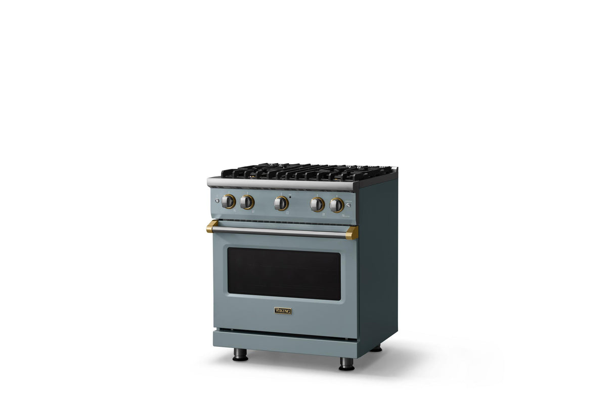 30"W. Sealed Burner Gas Range (Finish: November Sky, Trim: Polished Chrome, Fuel: Propane)