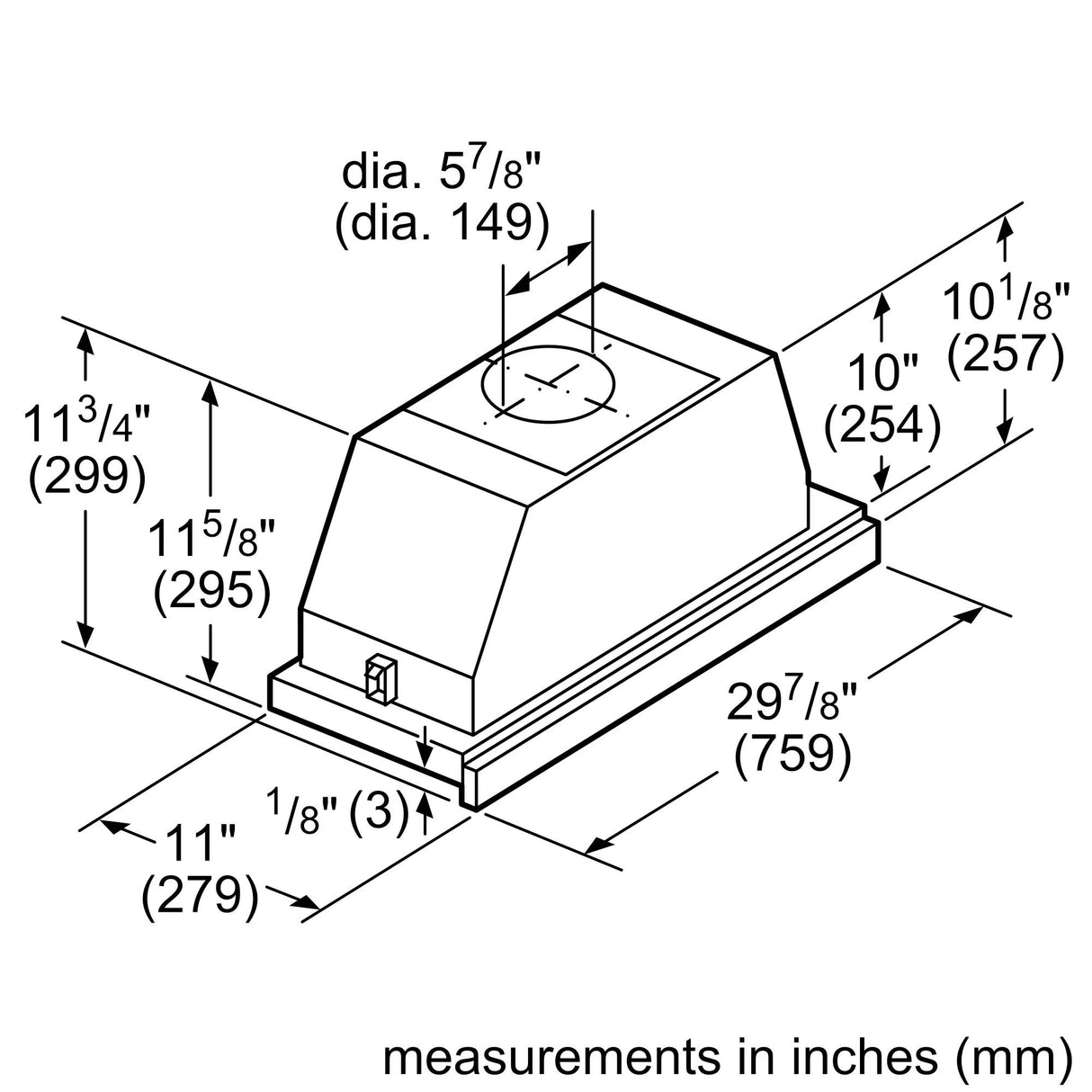 500 Series, 30" Pull-out Hood S/S
