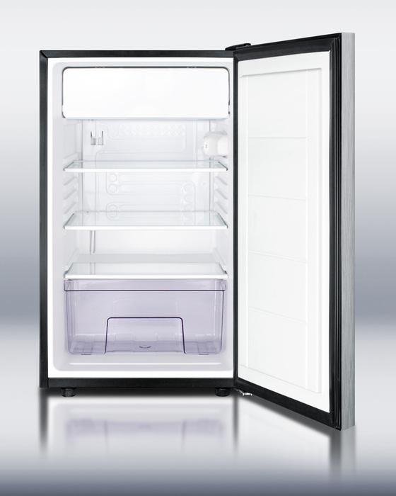20" Wide Built-in Refrigerator-freezer With A Stainless Steel Door, Horizontal Handle and Black Cabinet
