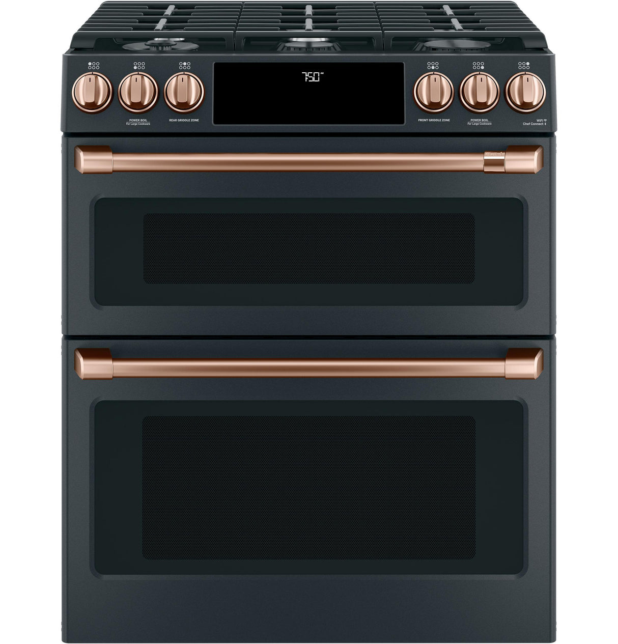 Café™ 30" Smart Slide-In, Front-Control, Gas Double-Oven Range with Convection