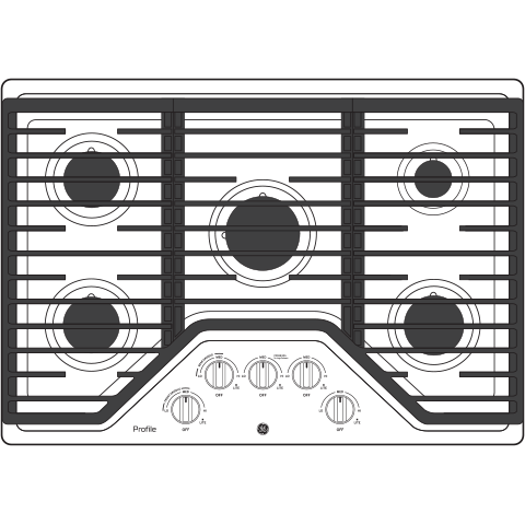 GE Profile™ 30" Built-In Gas Cooktop with 5 Burners and an Optional Extra-Large Cast Iron Griddle