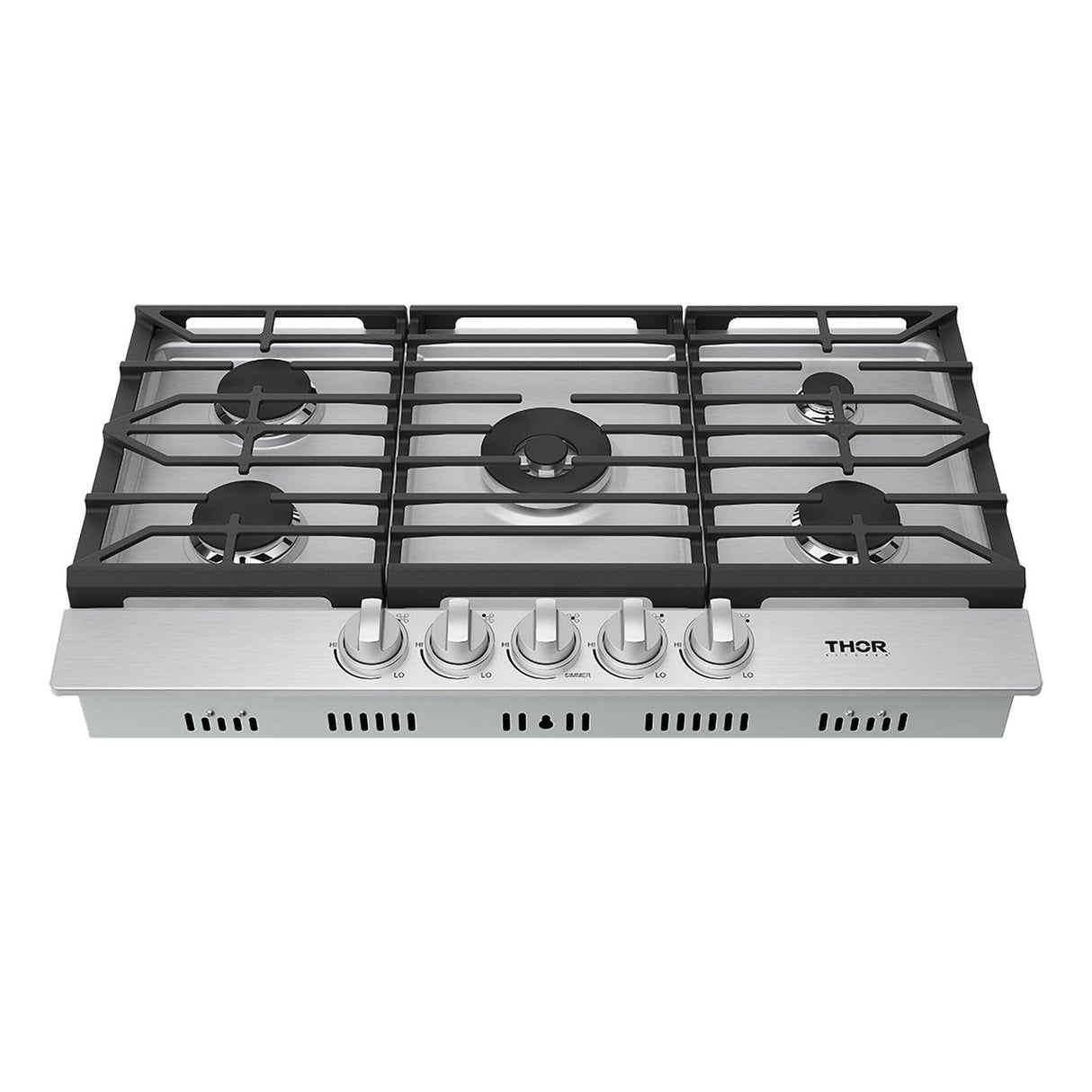 36 Inch Professional Gas Cooktop In Stainless Steel