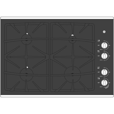 GE® 30" Built-In Gas on Glass Cooktop with Dishwasher Safe Grates