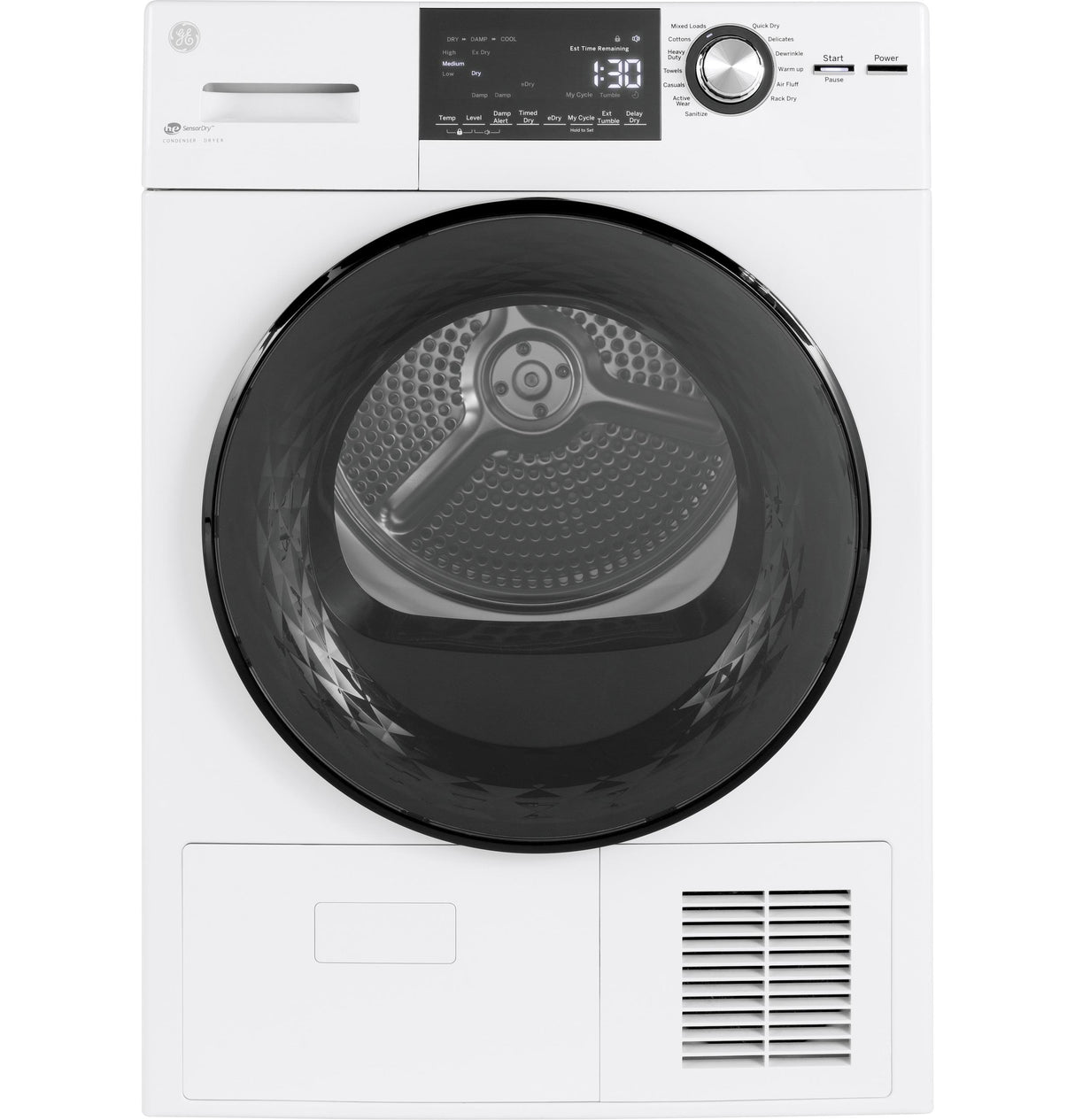 GE Energy Star 24 Inch Front Load Washer/Electric Dryer Bundle with Stacking Kit in White