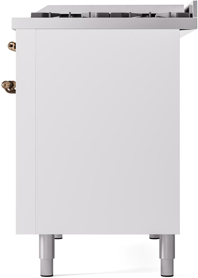 Nostalgie II 48 Inch Dual Fuel Liquid Propane Freestanding Range in White with Bronze Trim
