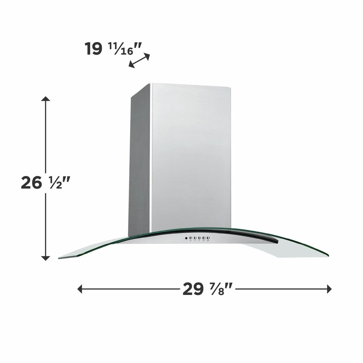 30" Glass Canopy Wall-Mount Hood