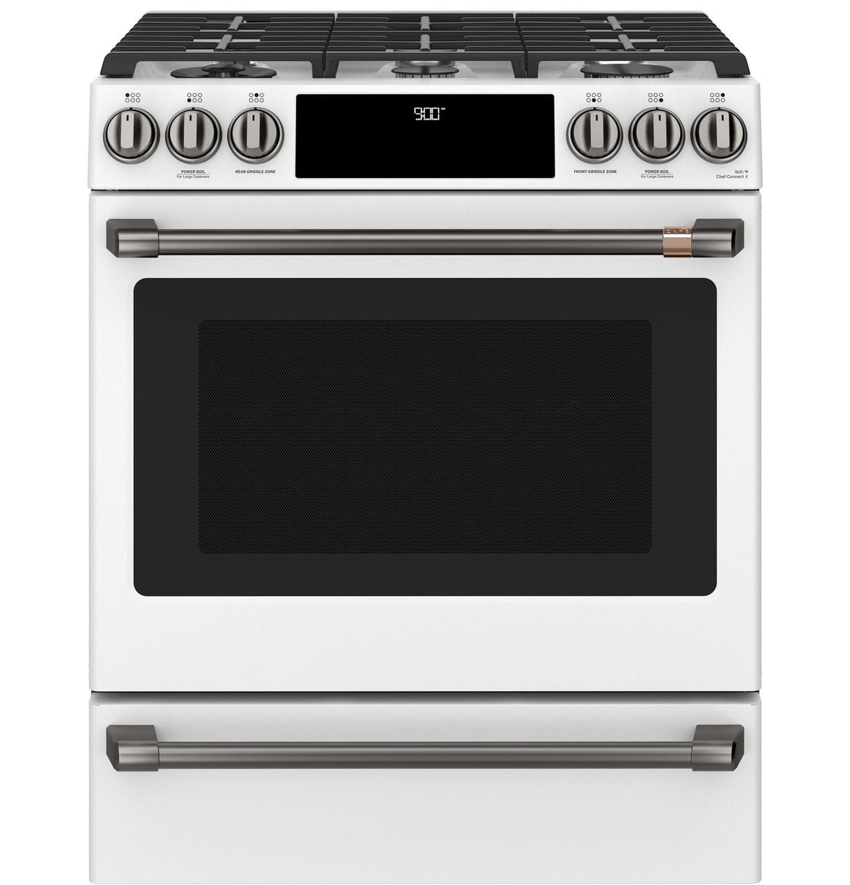 Café™ 30" Smart Slide-In, Front-Control, Dual-Fuel Range with Warming Drawer