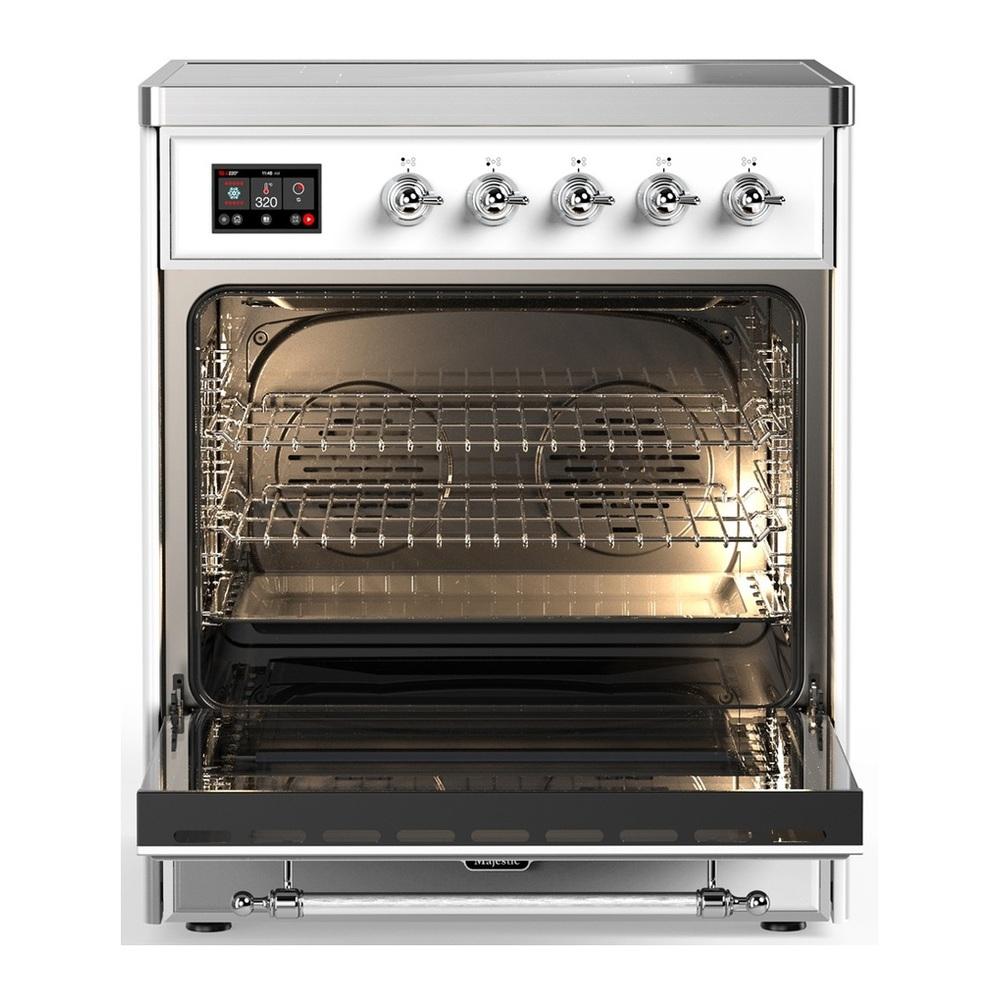 ILVE UMIB30QNR3RAC Majestic III 30 inch Induction Range with 4 Elements, 4 cu. ft. Oven Capacity (Solid Door, RAL, Chrome)