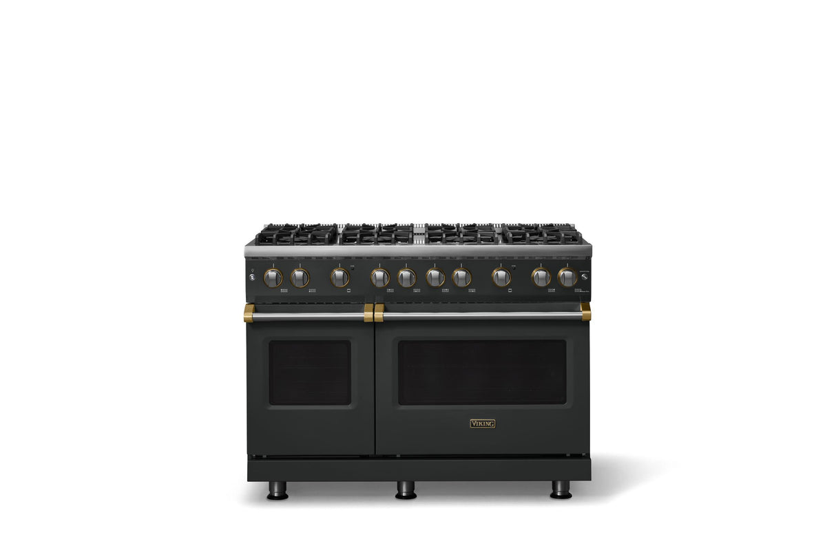 48"W. Sealed Burner Gas Range (Burner: 8b, Finish: Antique Bronze, Trim: Brushed Brass, Fuel: Propane)