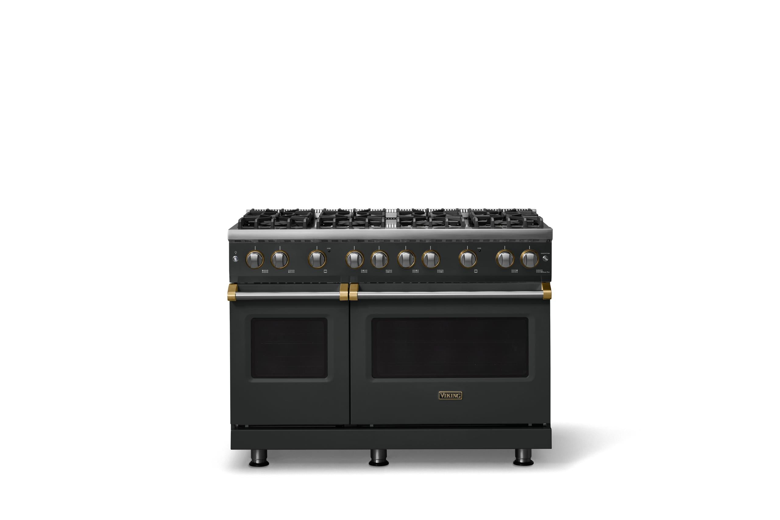 48"W. Sealed Burner Gas Range (Burner: 8b, Finish: Antique Bronze, Trim: Brushed Brass, Fuel: Propane)