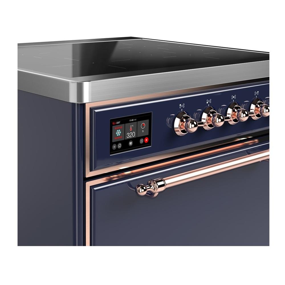 ILVE UMIB30QNR3MBP Majestic III 30 inch Induction Range with 4 Elements, 4 cu. ft. Oven Capacity (Solid Door, Midnight Blue, Copper)