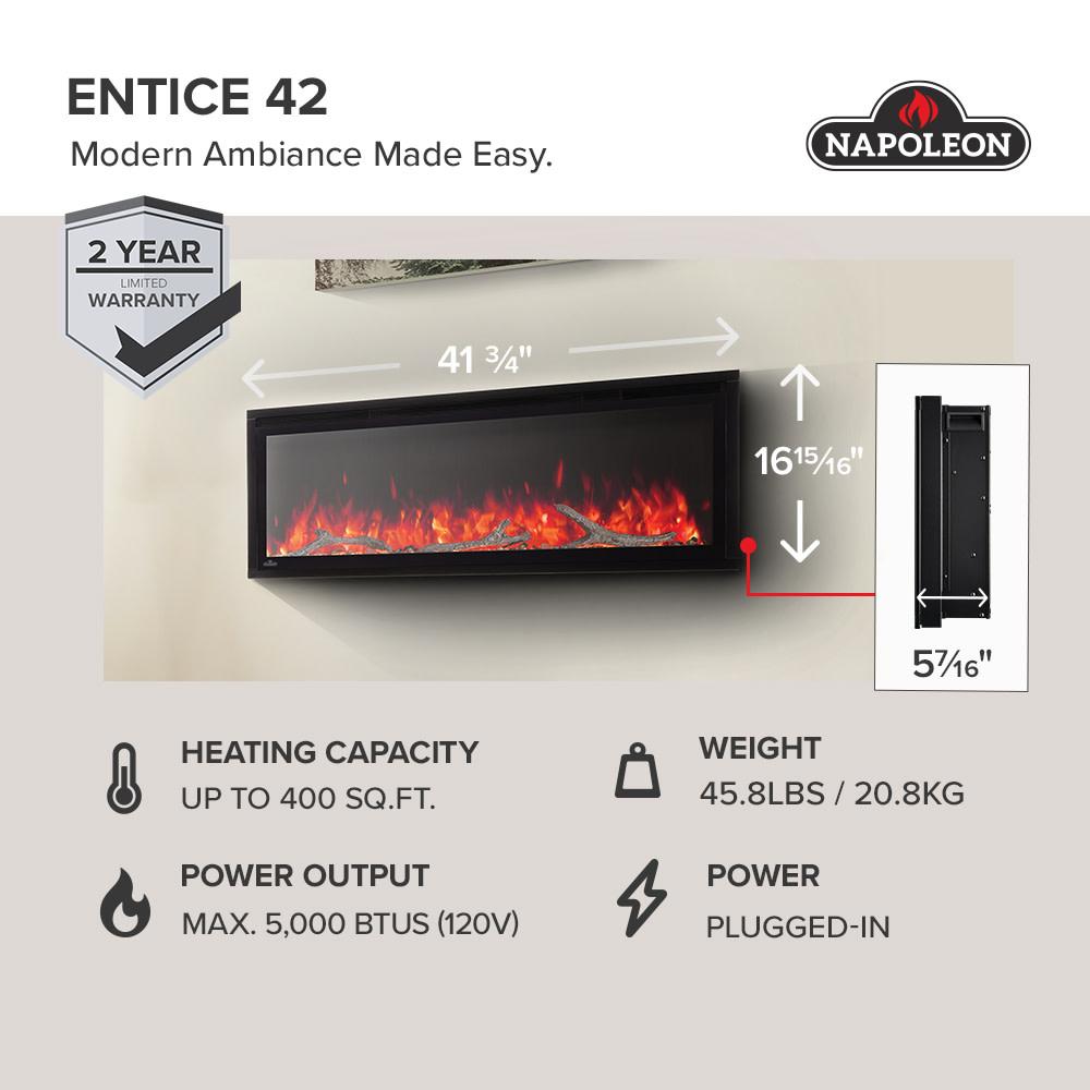 Entice? 42 Wall-Hanging Electric Fireplace