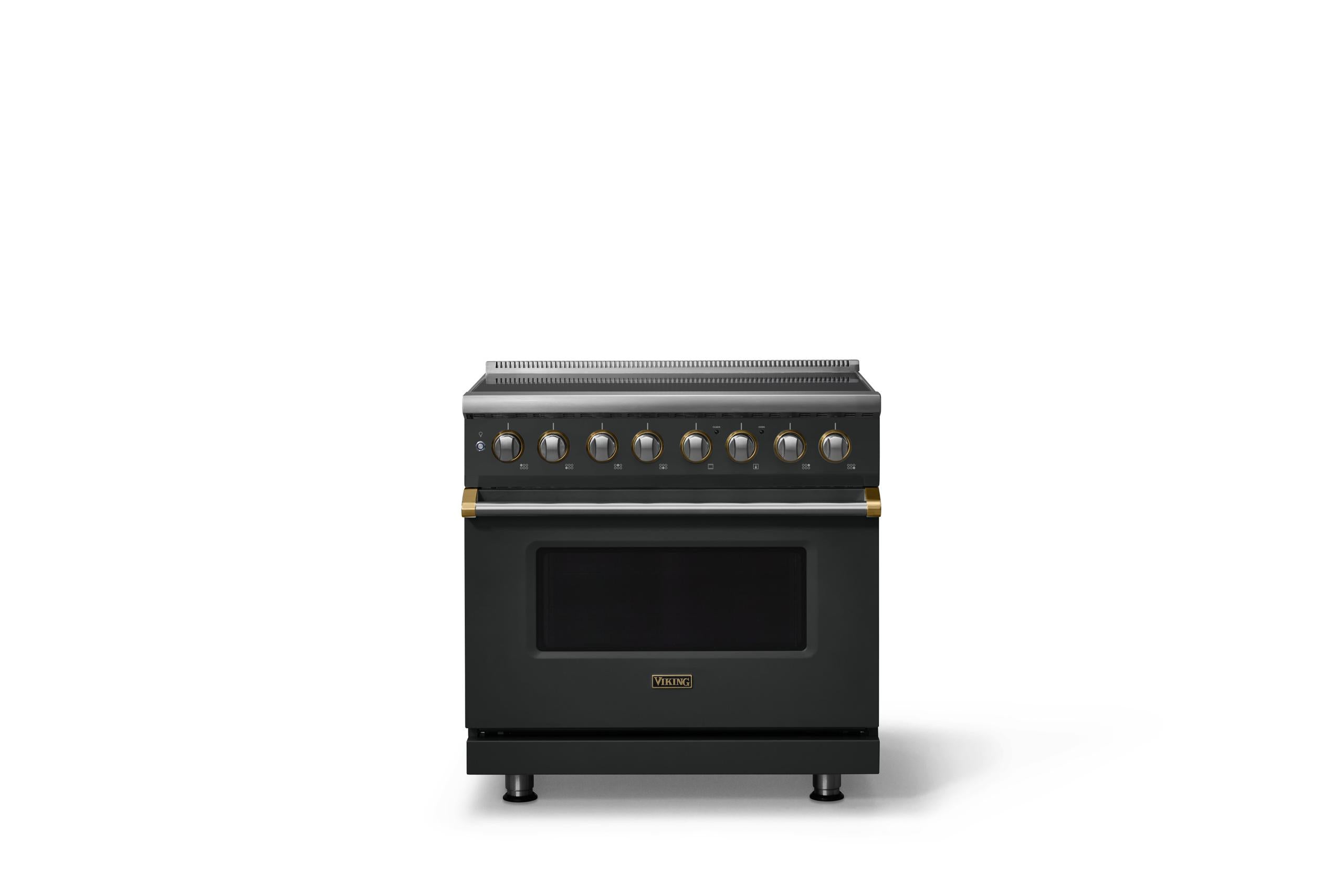 36"W. Induction Range (Finish: Antique Bronze, Trim: Brushed Brass)